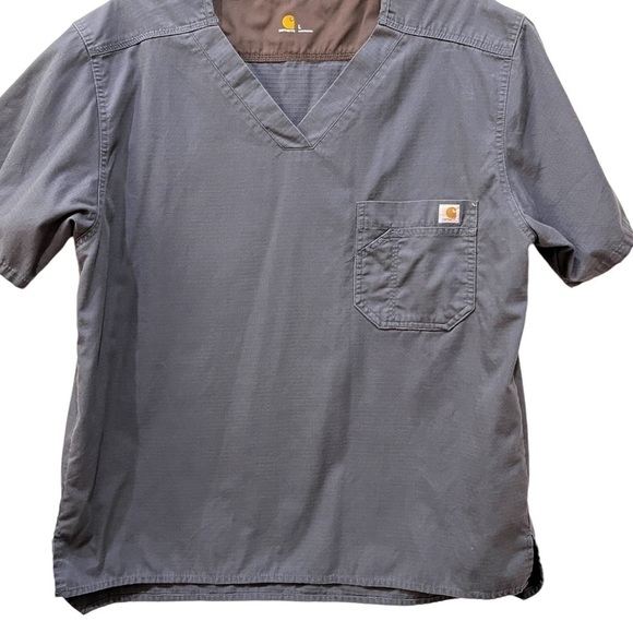Carhartt Pewter Utility Scrub Top Textured Cotton Sz L - Picture 2 of 9